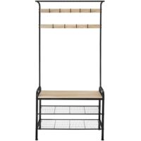 Penderie en acier avec protection anti-basculement bois clair-Bois-Marron-Tectake