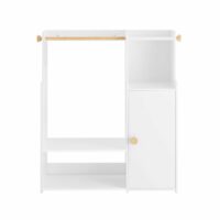 Penderie enfant avec 2 compartiments et 1 porte effet bois blanc-Bois-Blanc-SoBuy