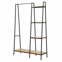 Penderie industrielle 1 tablette basse avec 4 étagères - effet bois-Bois-Marron-Calicosy