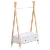 Penderie pour enfant en bois de pin avec tiroir blanc-Bois de Pin-Blanc-Happy Garden
