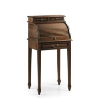 Petit bureau avec volet roulant en bois marron L 55 cm-Bois-Marron-MOYCOR