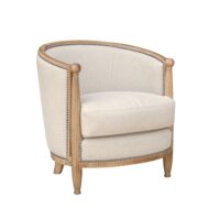 Petit fauteuil tonneau en lin naturel-Lin-Beige-Robin des Bois