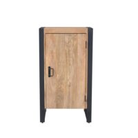 Petit meuble de rangement 1 porte bois clair métal noir-Métal-Marron-Pier import
