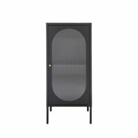 Petit meuble de rangement en verre et métal h50cm - noir-Verre-Noir-House Nordic
