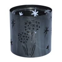 Photophore bougeoir bougie noël métal gris verre 12