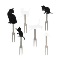 Pics apéritif  chat noir et blanc caoutchouc de silicone 20 x 2 x 9 cm-Silicone-Noir-Pylones