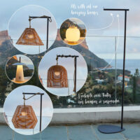 Pied support de lampe acier gris h1.5m--Gris-LUMISKY