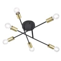 Plafonnier 6xE27 noir mat et bronze--Noir-Trio Lighting