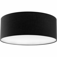 Plafonnier structure en acier abat-jour en textile aspect lin noir-Lin-Noir-Tectake