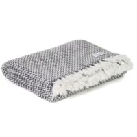 Plaid cachemire et laine petits chevrons gris anthracite 130 x 230 cm--Gris-Les jardins de la comtesse