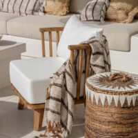 Plaid coton bohème blanc 130x170x3