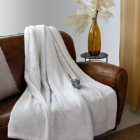 Plaid effet fourrure 2 tons et flanelle blanc 150 x 125 cm--Blanc-Enjoy Home