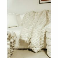 Plaid en fausse fourrure blanche et beige--Blanc-MX HOME
