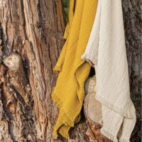 Plaid en gaze de coton miel 125 x 180 cm-Coton-Marron-Toison d'Or