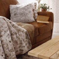 Plaid en imitation fourrure doublée polaire polyester/fourrure taupe--Taupe-Home Maison