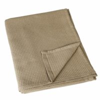 Plaid en nid d'abeille coton taupe 125x180 cm-Coton-Taupe-Linder