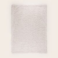 Plaid fausse fourrure duveteuse ecru 140x200 cm--Blanc-Madura