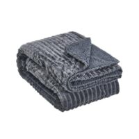 Plaid flanelle et fausse fourrure sherpa gris 125x150cm--Gris-Casaselecci¢n