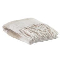 Plaid rayé recyclé isabel en coton recycle naturel 130 x 160 cm-Coton-Beige-Vivaraise