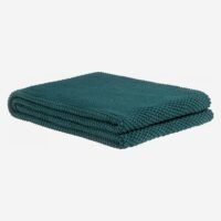 Plaid tricoté en coton - 130 x 170 cm - vert-Coton-Vert-Habitat