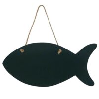 Plaque mémo ardoise en bois noir en forme de poisson 32 cm-Bois-Noir-Signes Grimalt