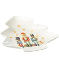 Plat de présentation en forme de sapin motif casse noisette-Bois de Pin-Blanc-Jolipa