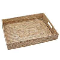 Plateau rectangulaire en rotin 46 x 35 cm--Beige-NATYAL
