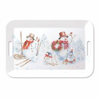 Plateau rectangulaire famille de bonshommes de neige--Blanc-Ambiente