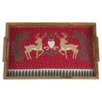 Plateau rennes rectangle 40x25 cm rouge en bois de manguier-Bois de Manguier-Rouge-Amadeus