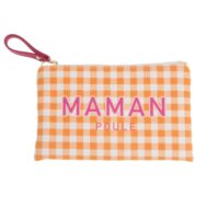 Pochette maman poule 12x20 cm orange en coton-Coton-Orange-Amadeus
