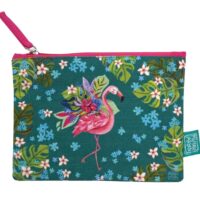 Pochette plate flamants roses en coton décorée Allen-Coton-Vert-Enesco