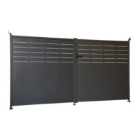 Portail de jardin acier galvanisé anthracite 2 portes avec serrure et--Gris-sweeek