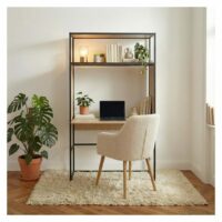 Portant bois et métal noir - bureau intégré l110 x h184