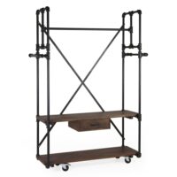 Portant en bois marron et fer noir-Bois-Noir-MOYCOR