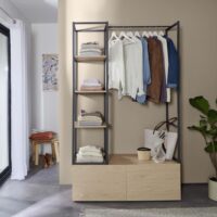 Portant vêtements bois et métal-Métal-Beige-Mob In