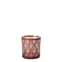 Porte bougie décoratif en verre bordeaux et doré h7-Verre-Rouge-Sia Deco
