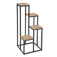 Porte plante 4 plateaux bois/métal noir 36 x 36-Métal-Noir-Home Maison