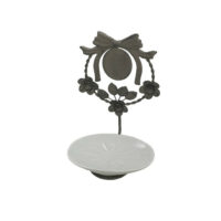 Porte savon en fonte et porcelaine gris et blanc 20 x 14 x 14 cm-Porcelaine-Blanc-CHEMIN DE CAMPAGNE