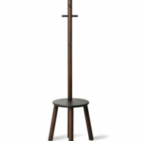 Portemanteau tabouret 2-en-1. 6 crochets bois noyer 165cm-Bois-Noir-Umbra
