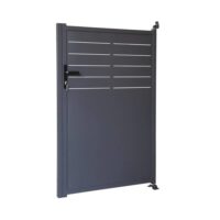 Portillon de jardin acier galvanisé anthracite avec serrure et poignée--Gris-sweeek