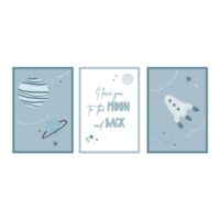 Poster adhésif (lot de 3) espace bleu 21x29