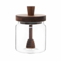 Pot à miel en verre avec couvercle et cuillère en bois d'acacia-Maisons du Monde