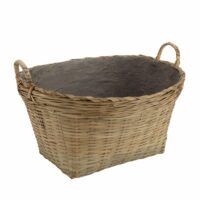 Pot de fleur ovale 60x53cm en bambou naturel avec anses--Marron-MACABANE