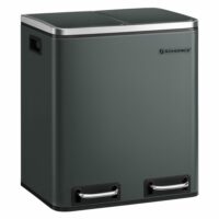 Poubelle de tri 2 x 15L acier gris verdâtre--Gris-SONGMICS