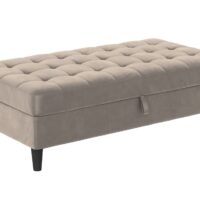 Pouf avec rangement en velours anthracite-Velours-Taupe-Dorel Home