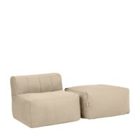 Pouf canapé de jardin modulable 2 places en oléfine imperméable beige--Beige-Icon