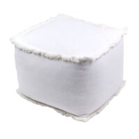 Pouf carré coton à franges  40x40 cm ecru-Coton-Beige-Today
