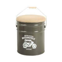 Pouf coffre de rangement en métal-Métal-Vert-Origen