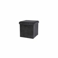 Pouf coffre de rangement velours noir - 37.5x37.5x37.5cm-Velours-Noir-Urban Living