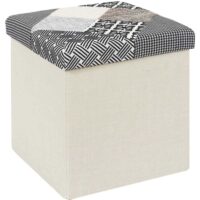 Pouf coffre pliable patchwork gris--Gris-The Home Deco Factory